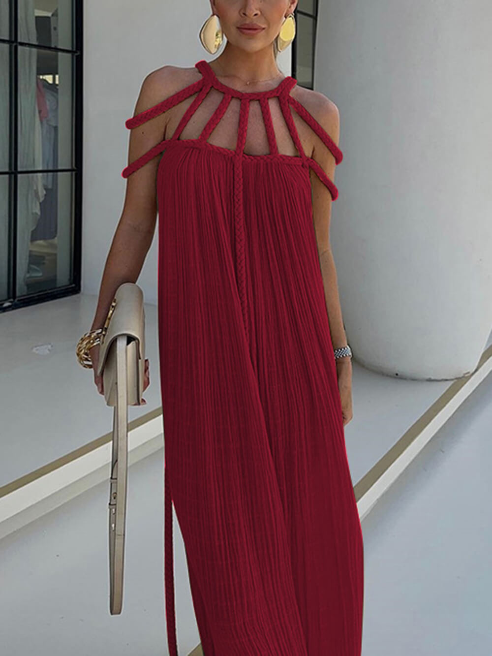 Draped Braids Cover Up Maxi Dress