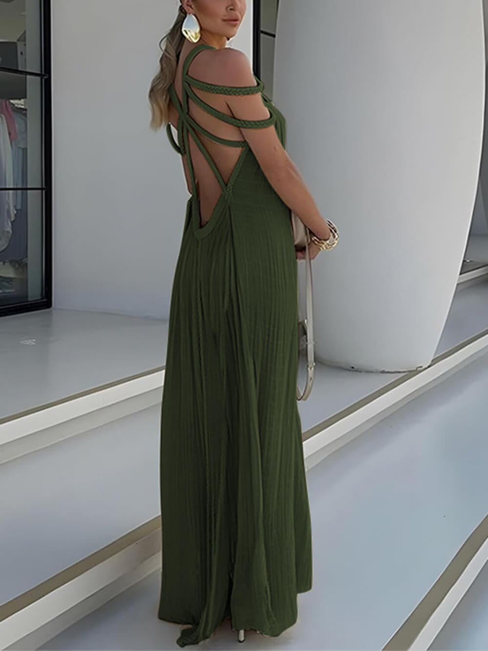 Draped Braids Cover Up Maxi Dress