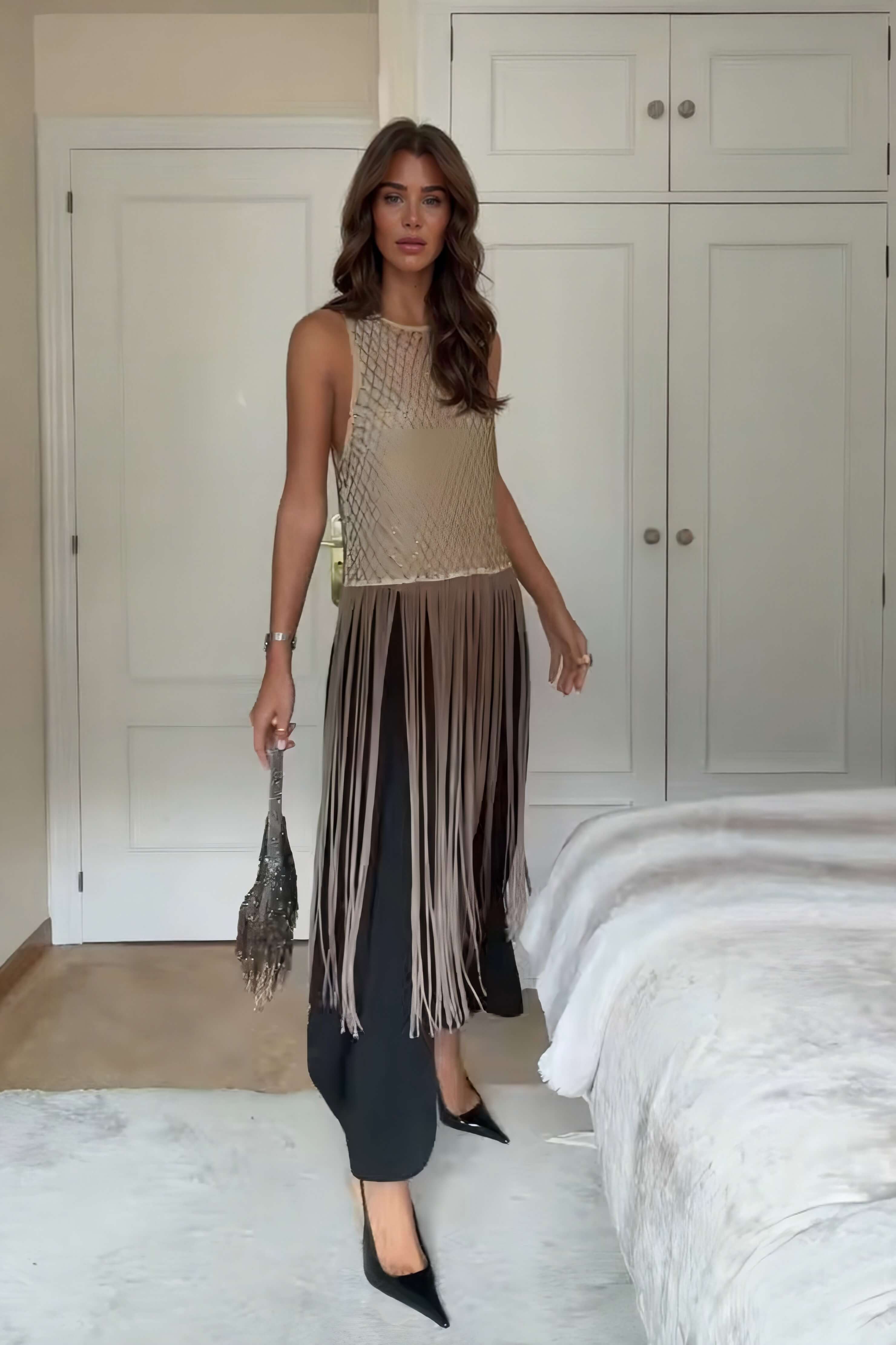 Fashionable Asymmetrical Elastic Waist Wide-Leg Pants