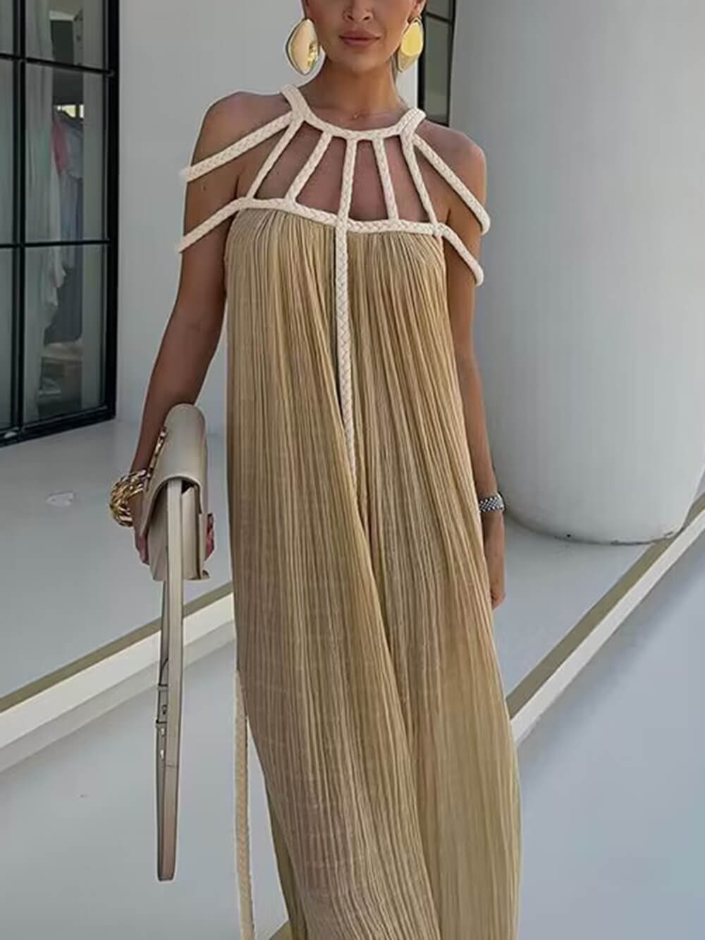 Draped Braids Cover Up Maxi Dress