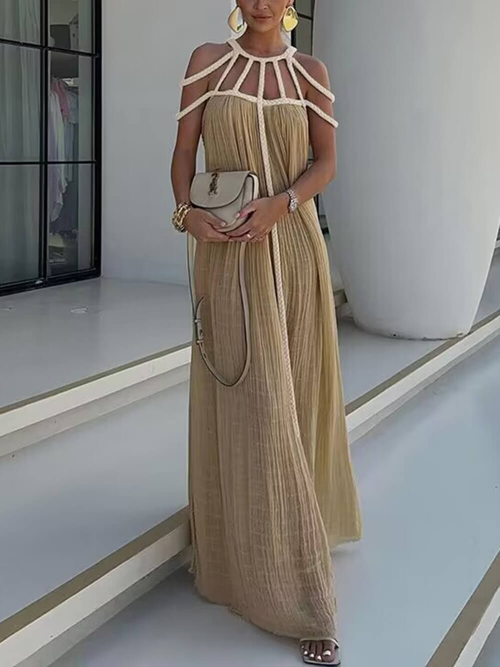 Draped Braids Cover Up Maxi Dress