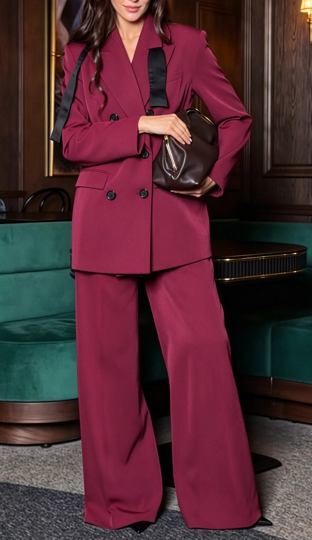 Burgundy Double-Breasted Blazer and Wide-Leg Pants Two-Piece Suit Set [erp-image:2ff8bca535f941e27058d236]