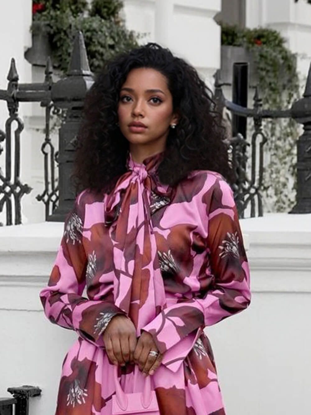 Unique Floral Print Loose High-Waist Wide-Leg Pants