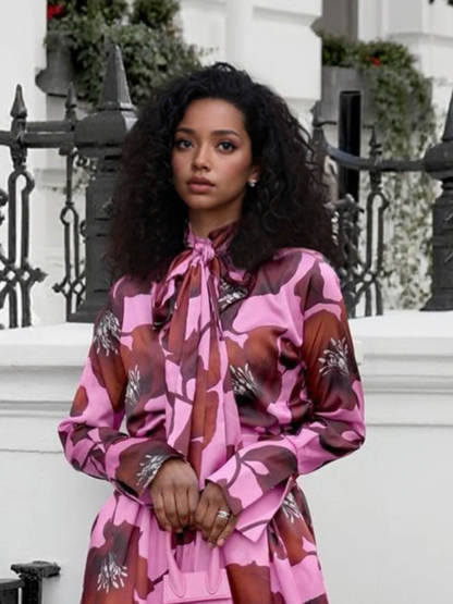 Unique Floral Print Loose High-Waist Wide-Leg Pants