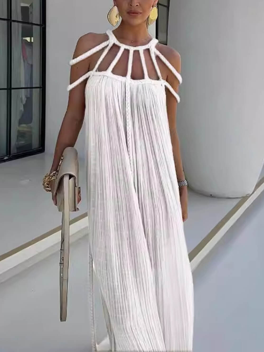 Draped Braids Cover Up Maxi Dress