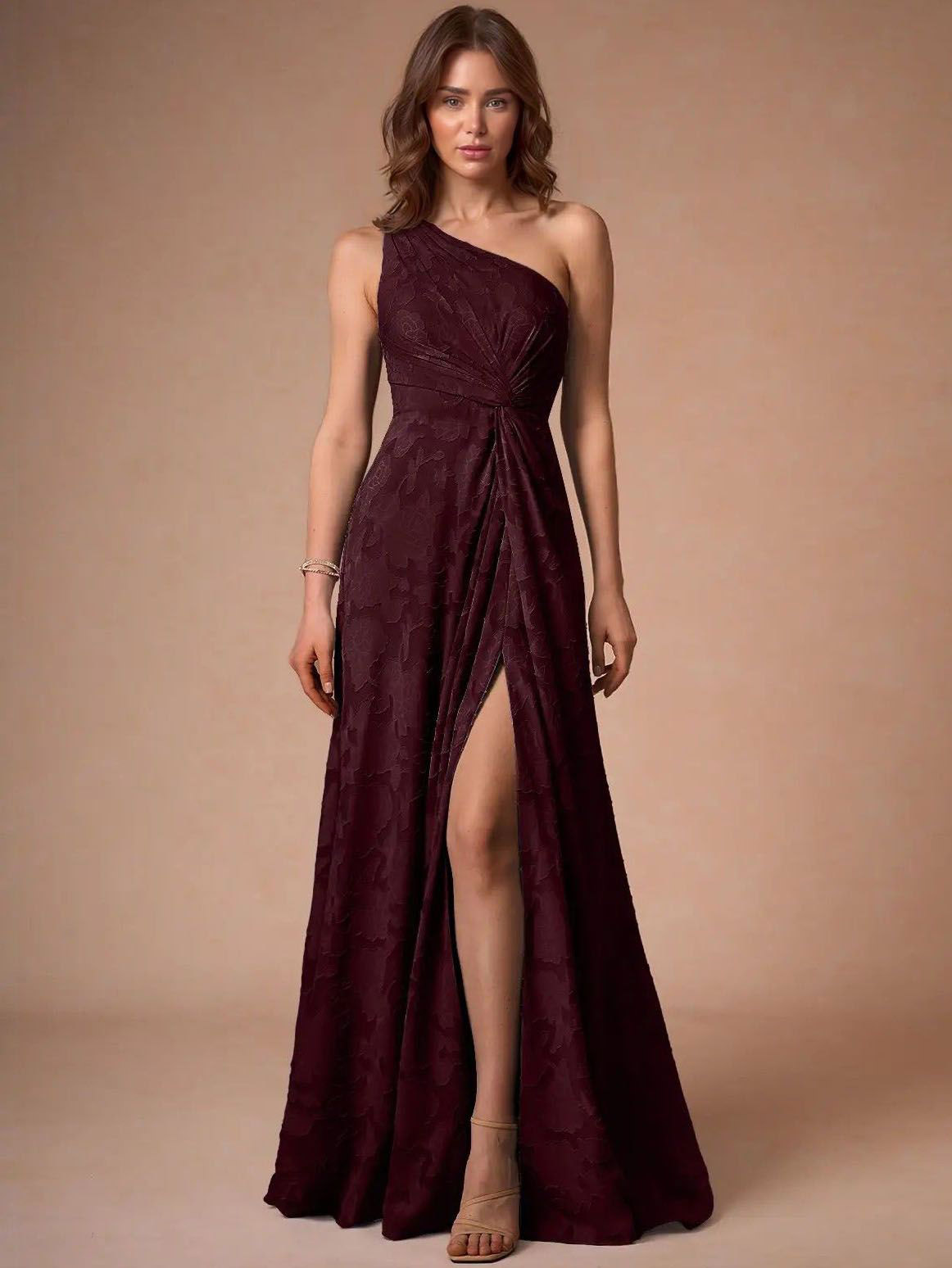 Elegant One-shoulder Slit Maxi Dress