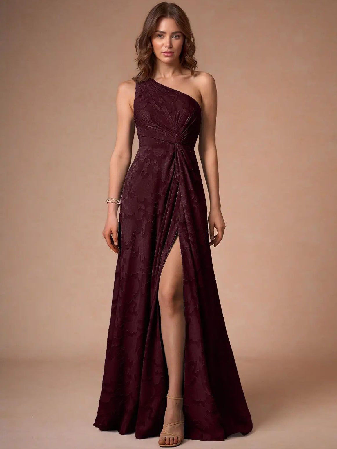 Elegant One-shoulder Slit Maxi Dress