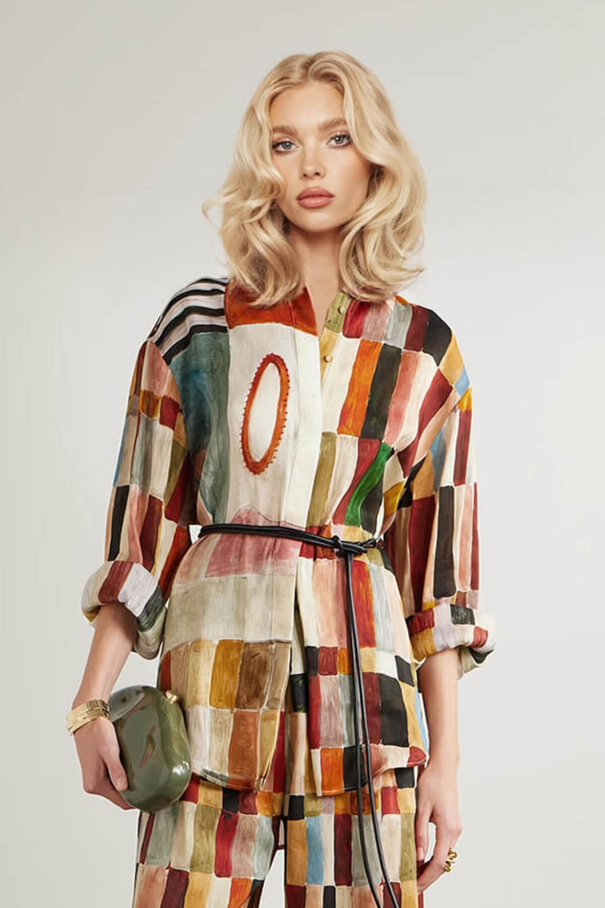 Retro Floral Print Loose Linen Button-Up Shirt