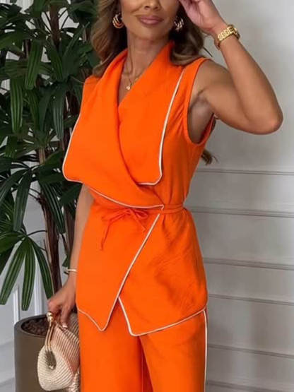 Exquisite Irregular Lace Contrast Vest Top