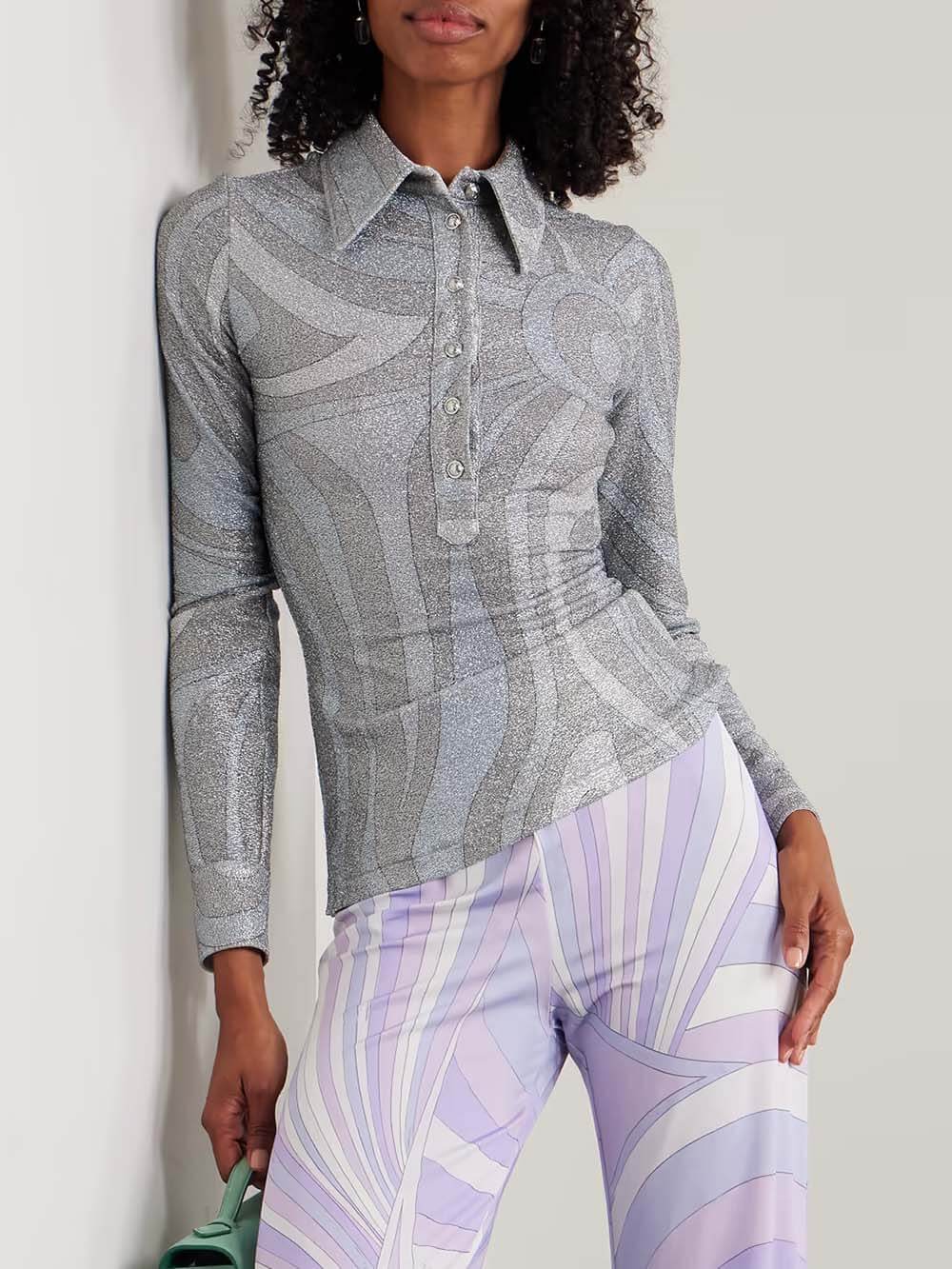 Unique Printed Satin Wide-Leg Pants