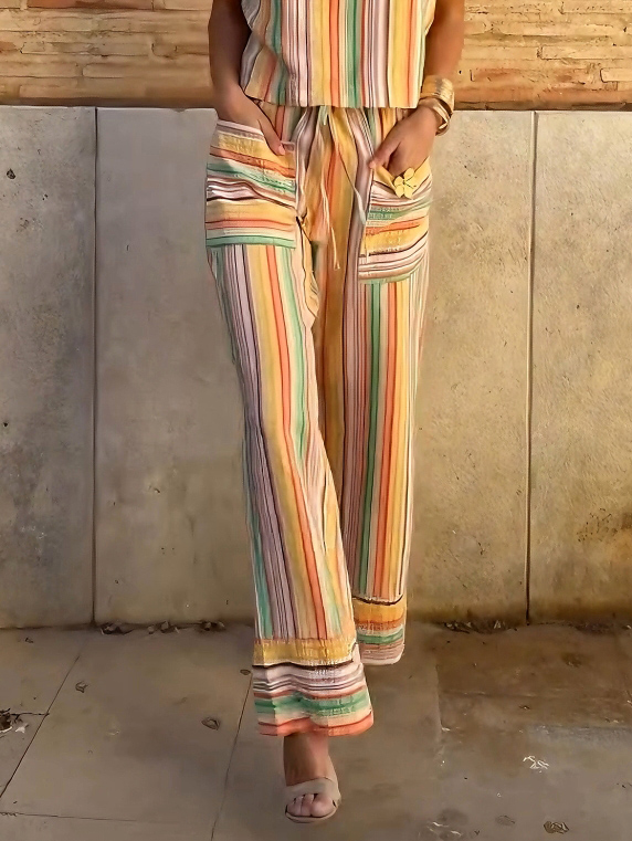 Casual Fantasy Stripe Print Wide-leg Pants