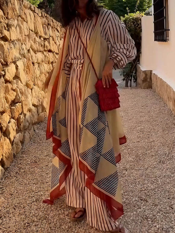 Elegant Striped Wide-leg Pants