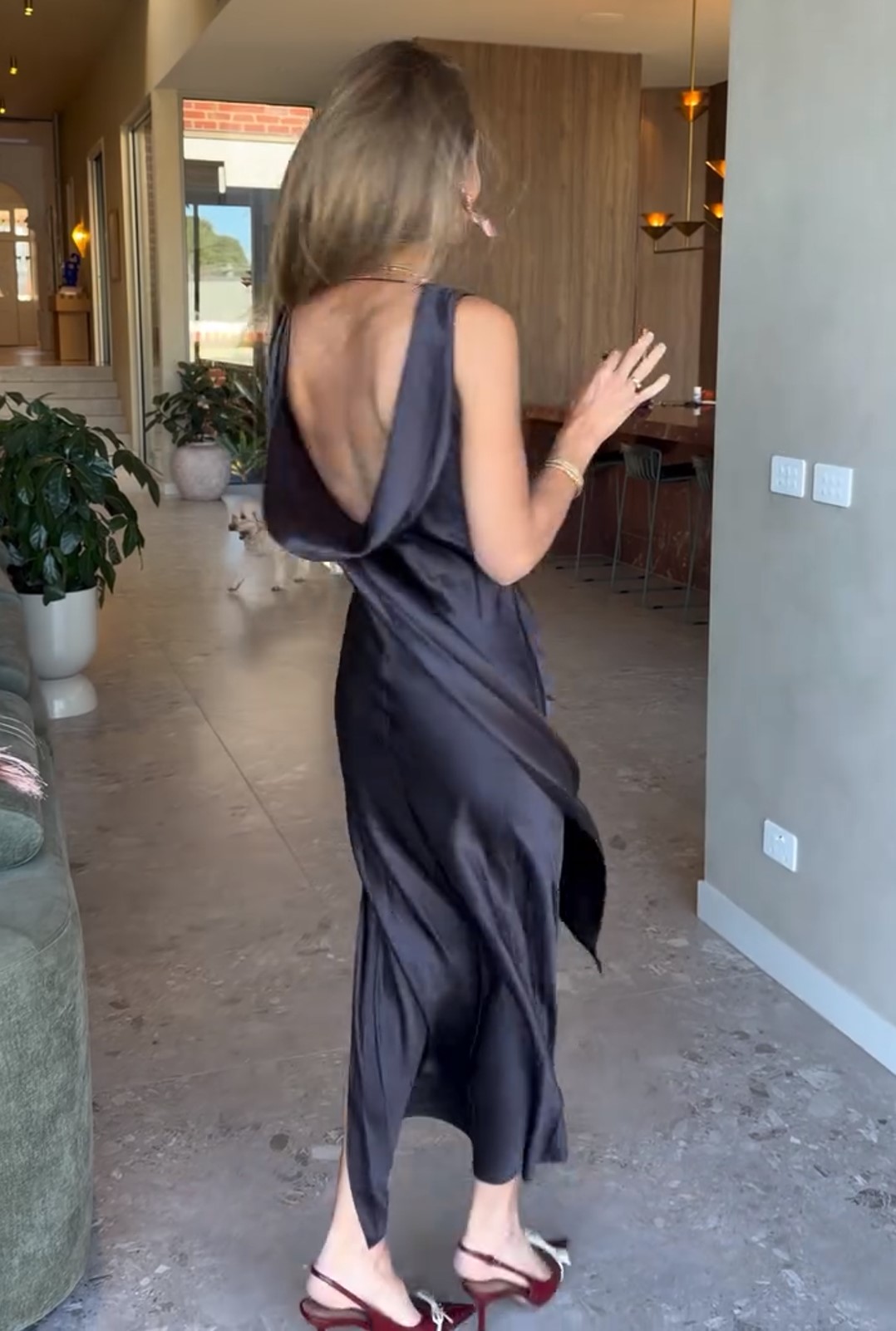 Cowl Neck Sleeveless Satin Slip Maxi Dress Black