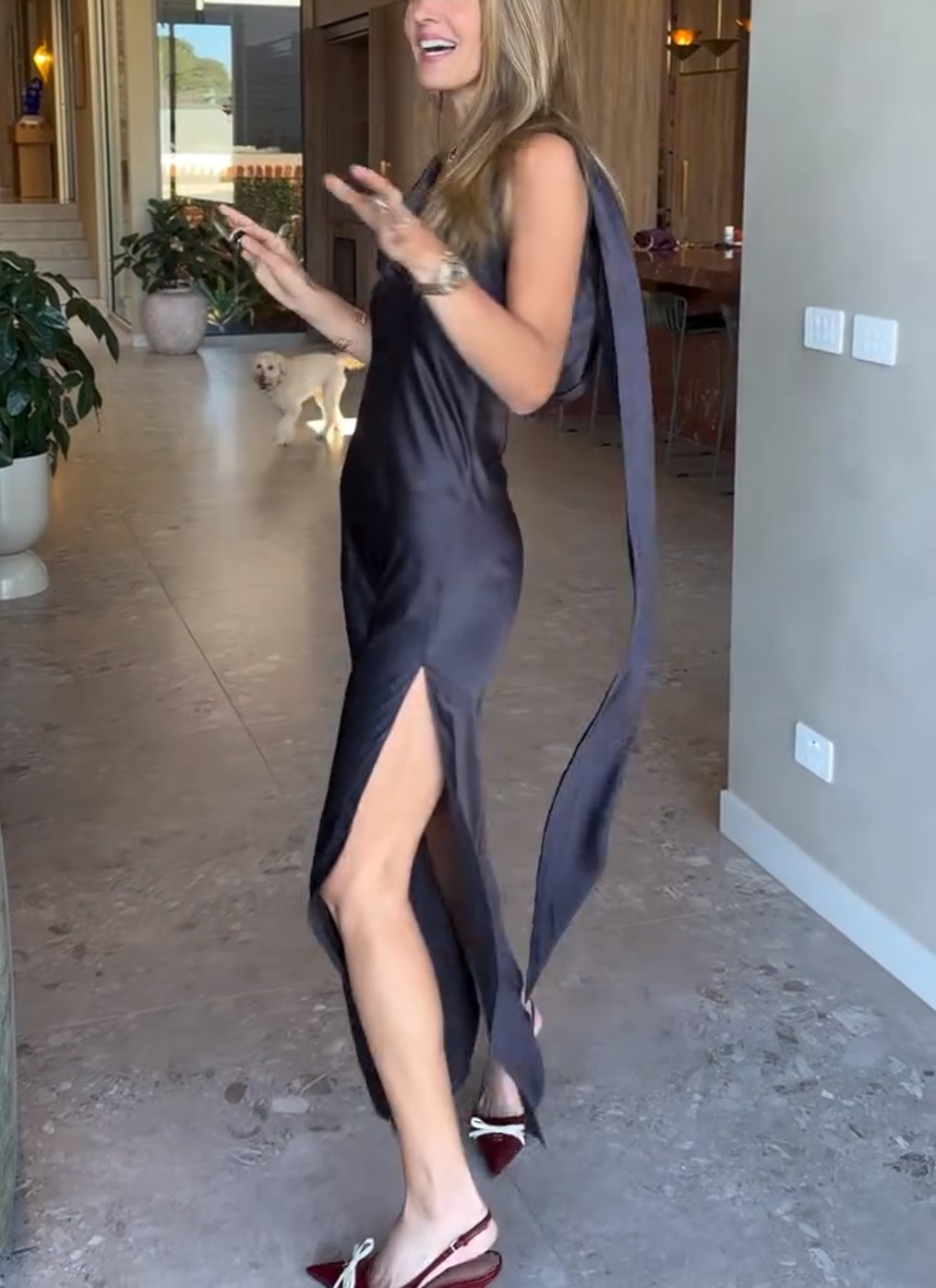 Cowl Neck Sleeveless Satin Slip Maxi Dress Black
