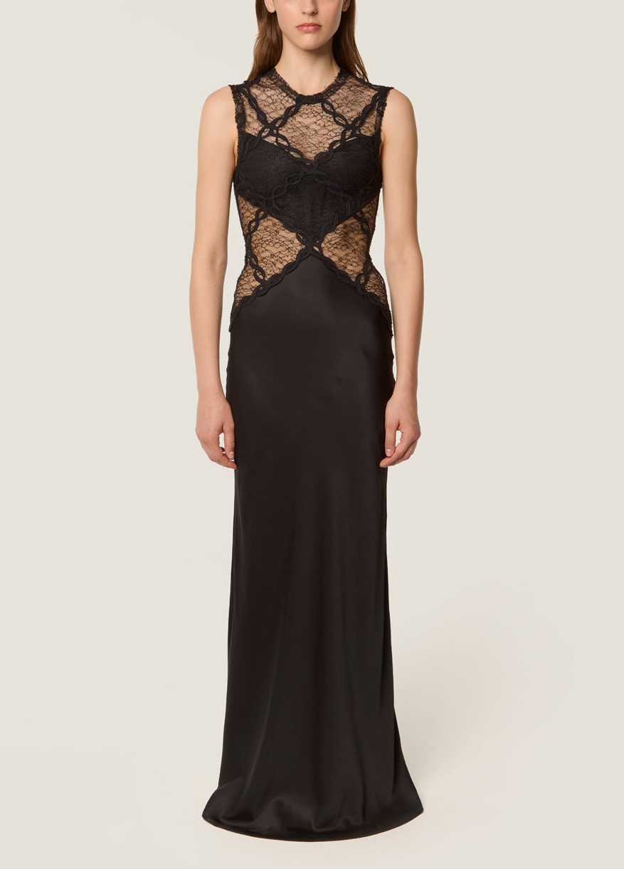 White Satin Lace Cutout Sleeveless Maxi Dress