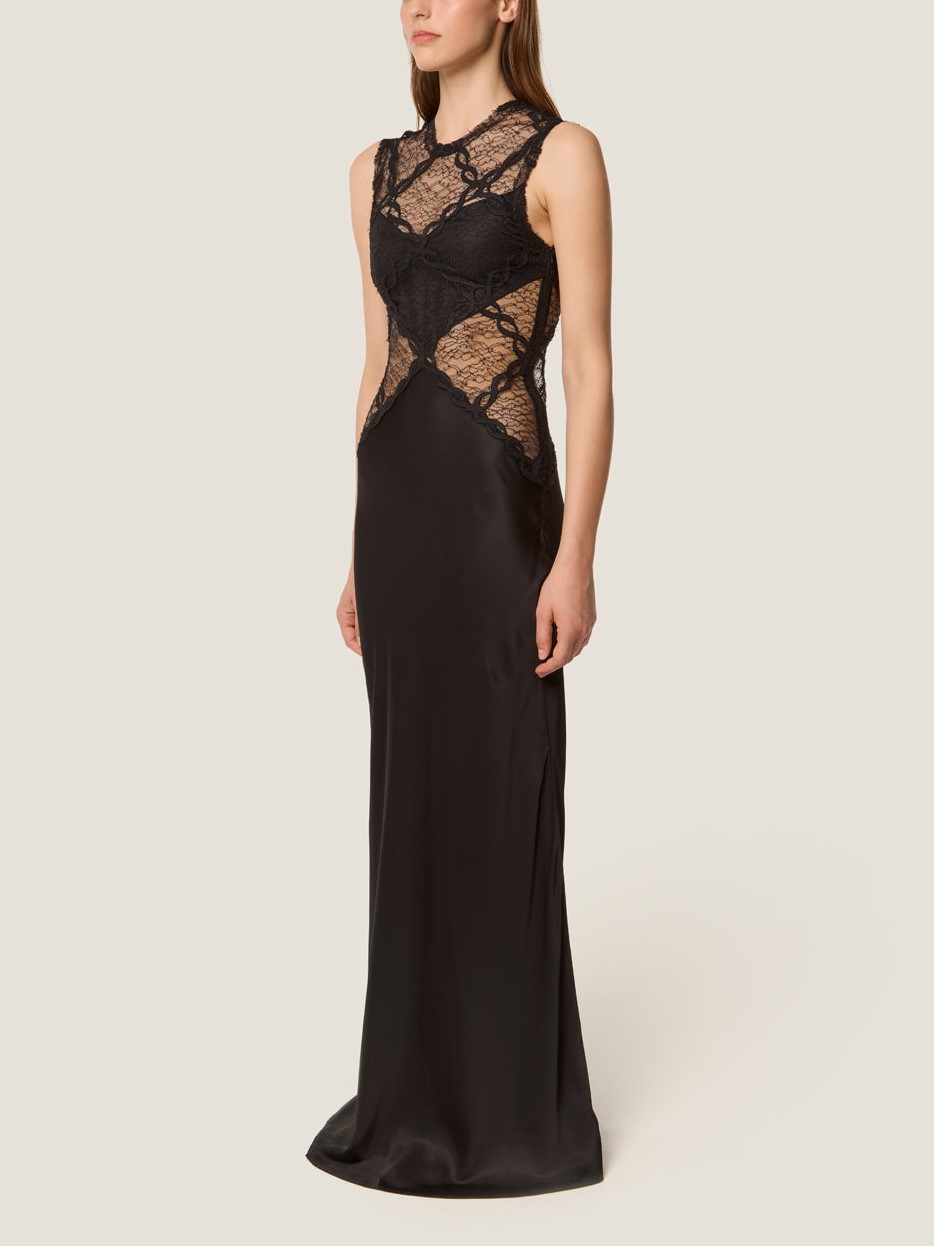White Satin Lace Cutout Sleeveless Maxi Dress