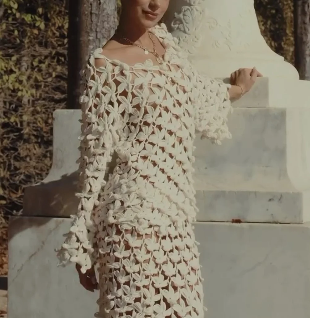 Floral Crochet Open Knit Long Sleeve Top and Maxi Skirt Two Piece Set [erp-image:c0aedd4f2e04d5347d63c151]