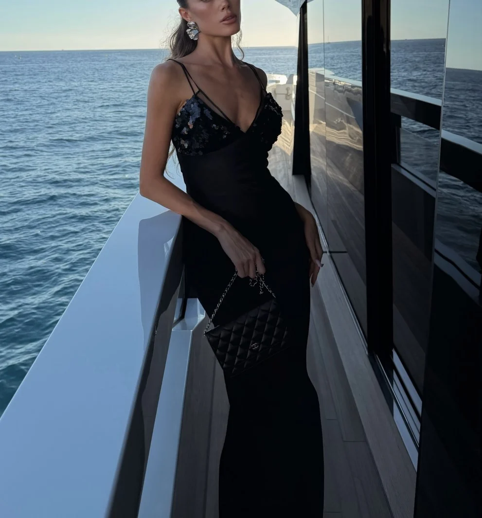 Black Sequin Bust Ruched Satin Cami Maxi Dress [erp-image:e4067a9a81197acae57eae7b]