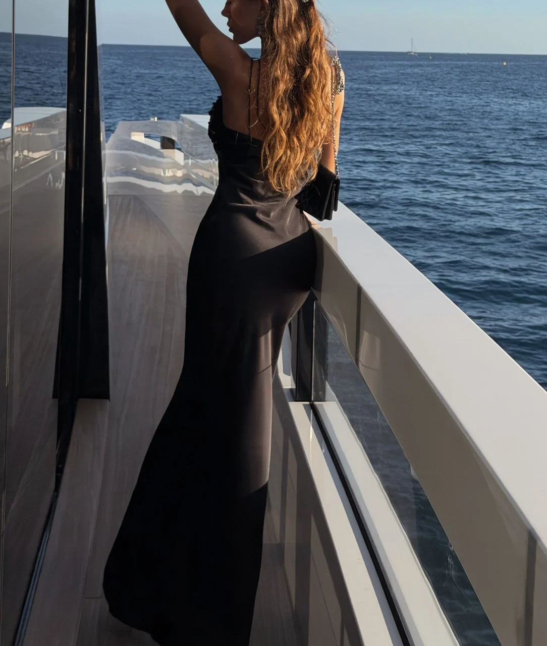 Black Sequin Bust Ruched Satin Cami Maxi Dress [erp-image:20dc88b6b06328b3f6d161e6]