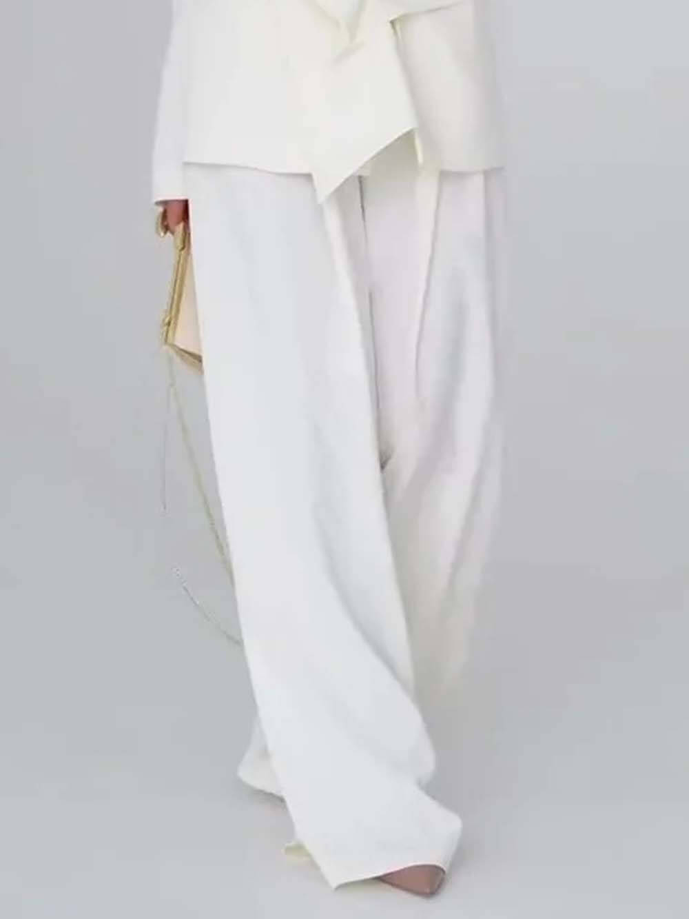 Unique Casual Pocket Blazer Wide-Leg Pants