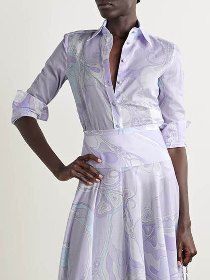 Unique Ethnic Print High-Waist Maxi Skirt