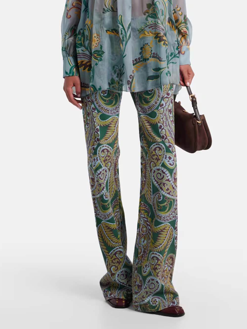 Exquisite Ethnic Print High-Waist Slim Straight Pants