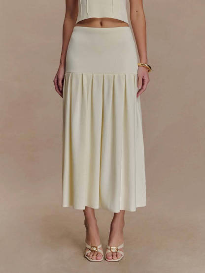 Exquisite Pleated Bandage Knit Midi Skirt