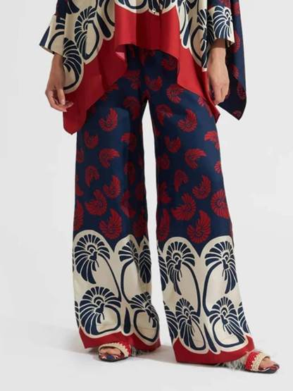 Unique Irregular Print Patchwork Oversized Button-Down Shirt