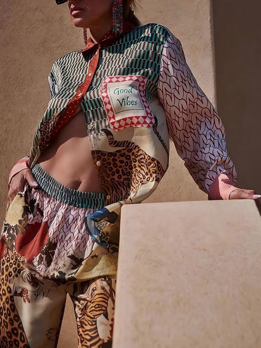 Unique Tropical Jungle Tiger Print Elastic Waist Pants