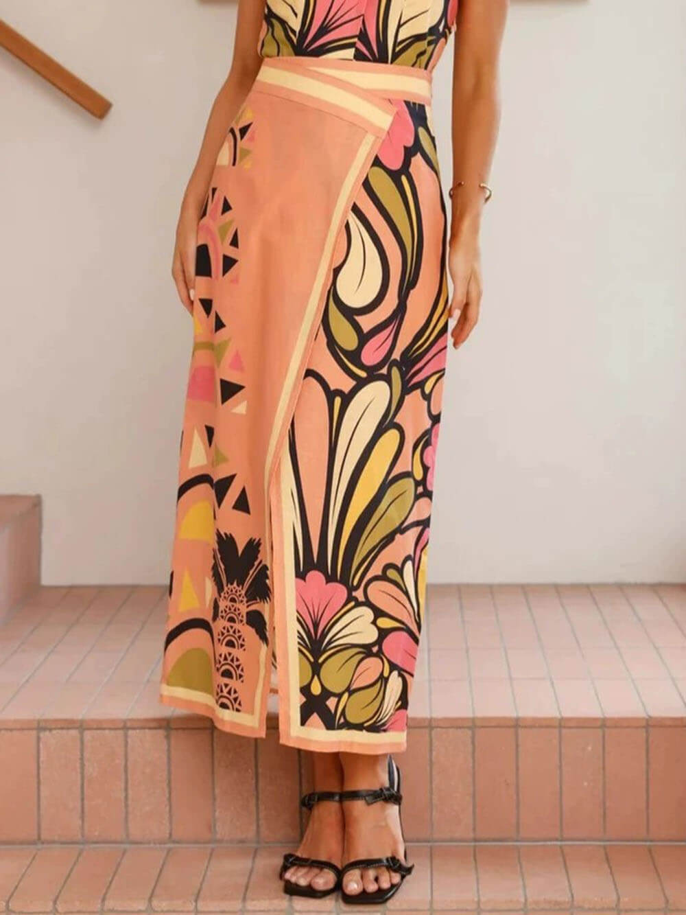 Unique Floral Print Twisted Halter Neck Tie Backless Vest Top