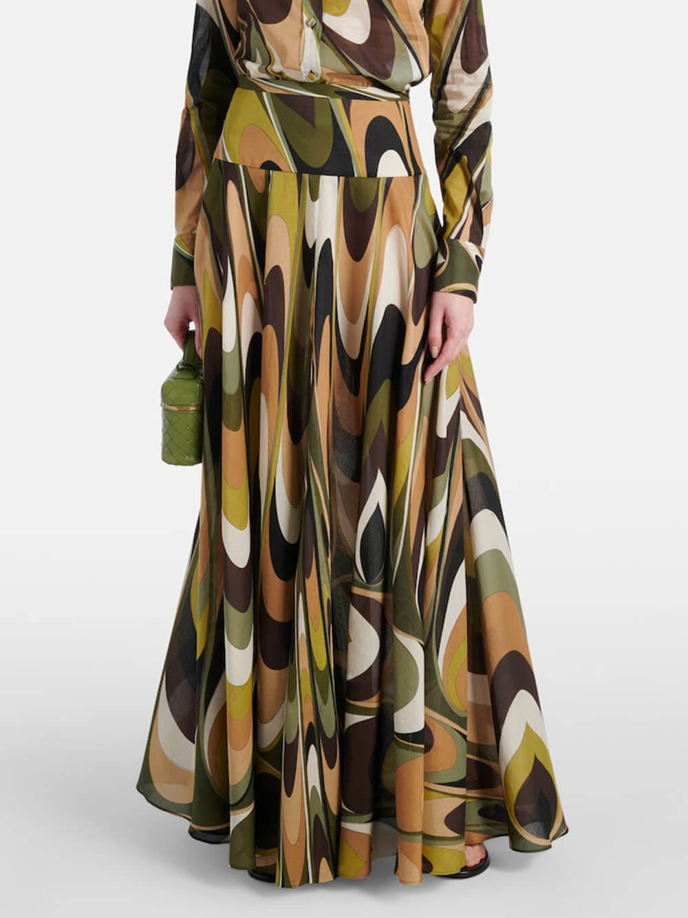 Retro Unique Print Muslin Loose High Waist Maxi Skirt