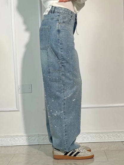 Classic Fashion Balloon Carpenter Shine Denim Jeans