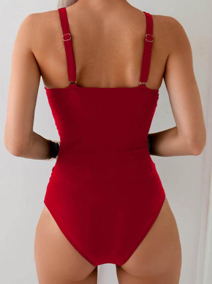 Unique Sexy Cross-Strap Pleated One-Piece Swimsuit