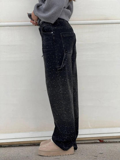 Classic Fashion Balloon Carpenter Shine Denim Jeans