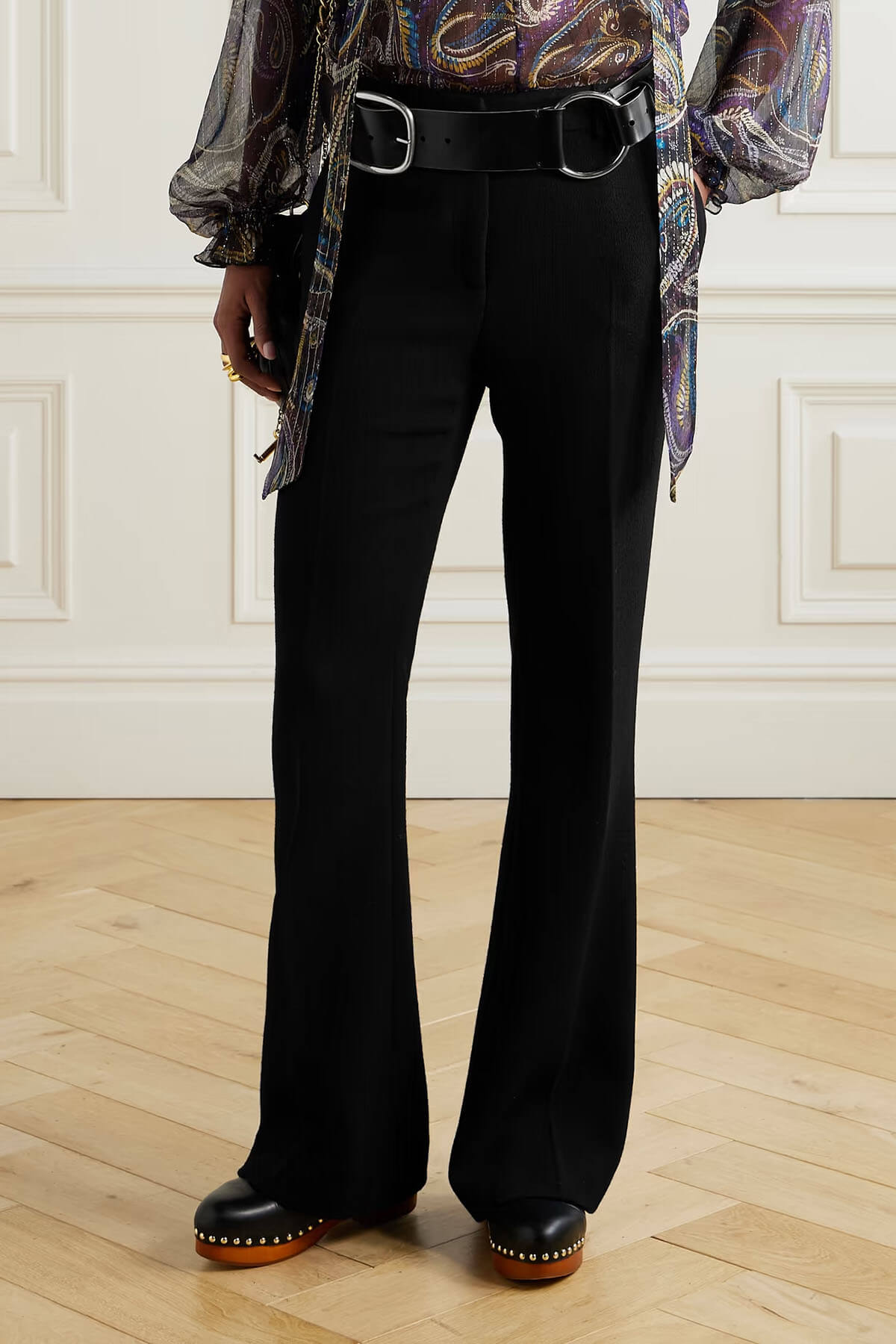 Retro High-Waisted Pocket Flared Pants