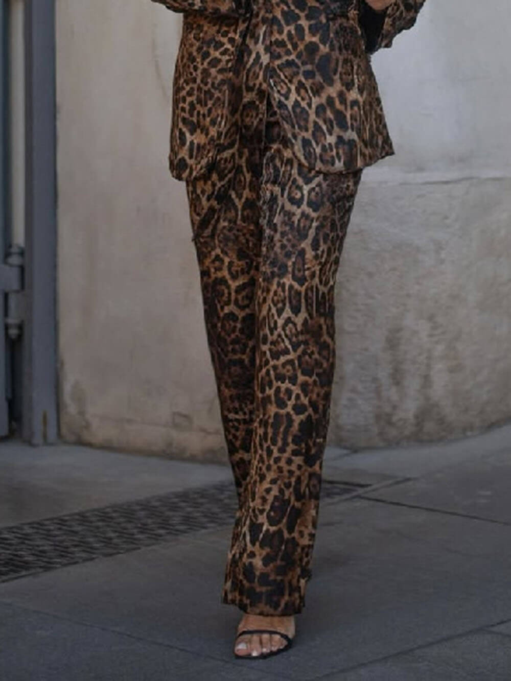 Fashion Leopard Print Lapel Blazer