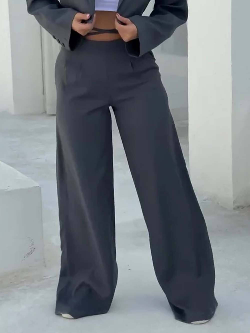 Unique Fashion Tie-Waist Pocket Wide-Leg Pants