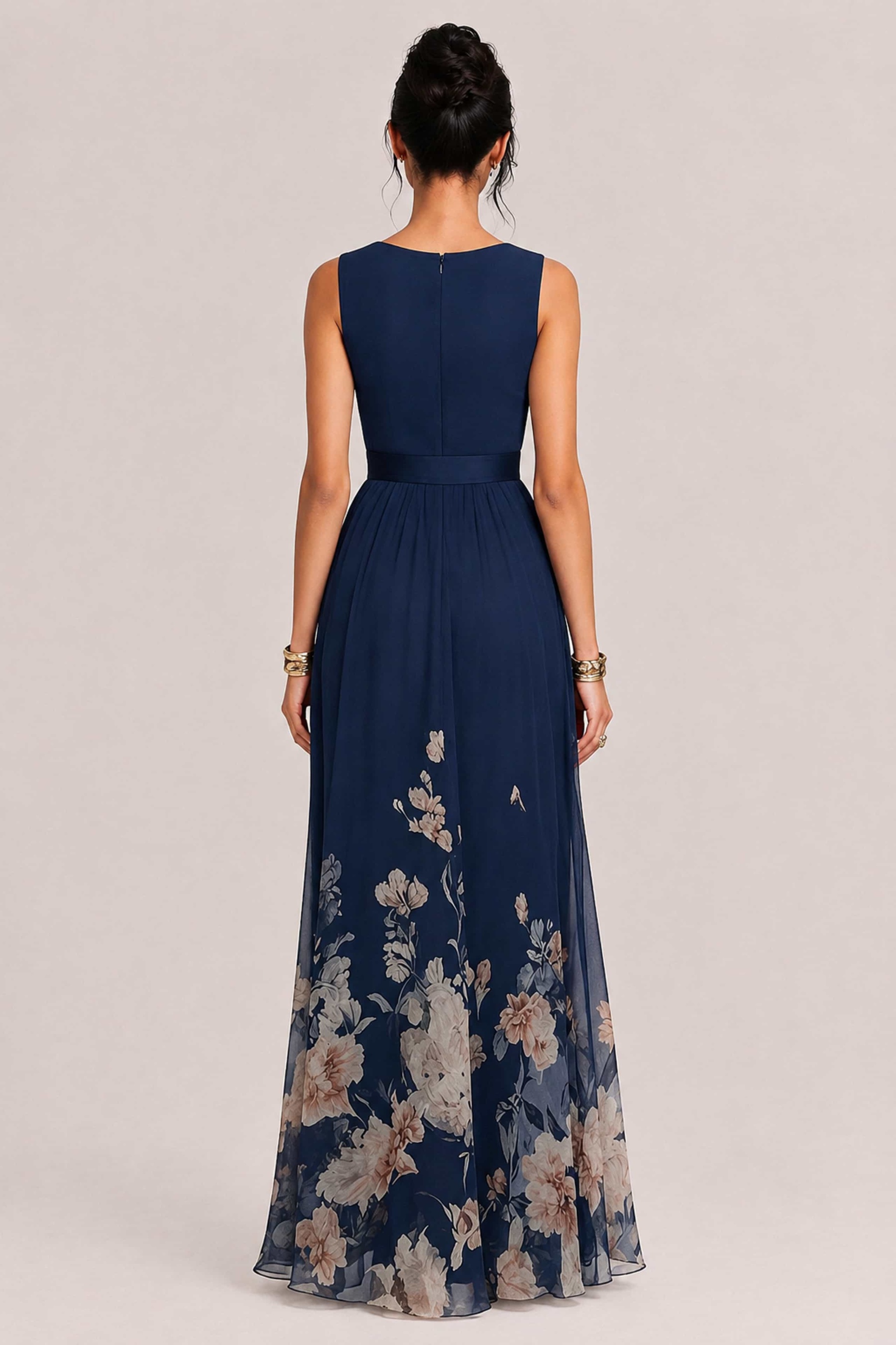 Elegant Floral Print V-neck Maxi Dress