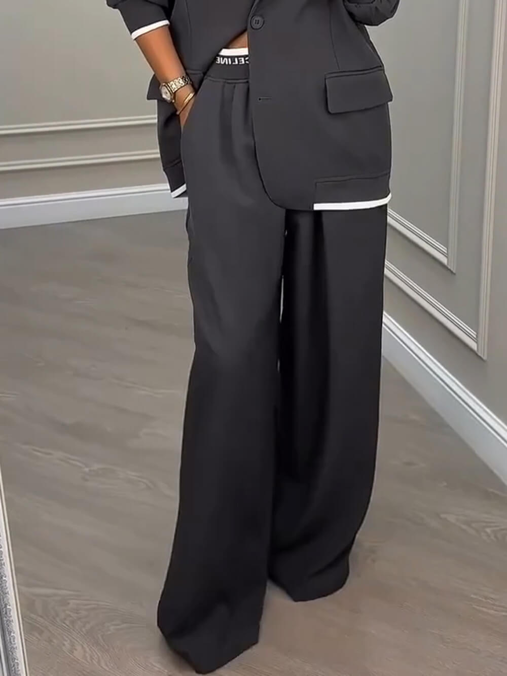 Fashion Sports Style Colorblock Lapel Blazer