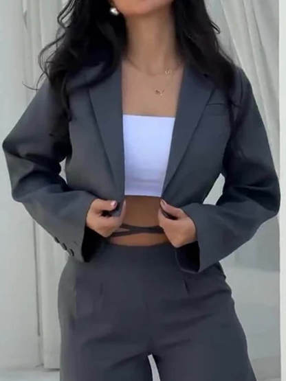 Unique Fashion Collared Cropped Blazer