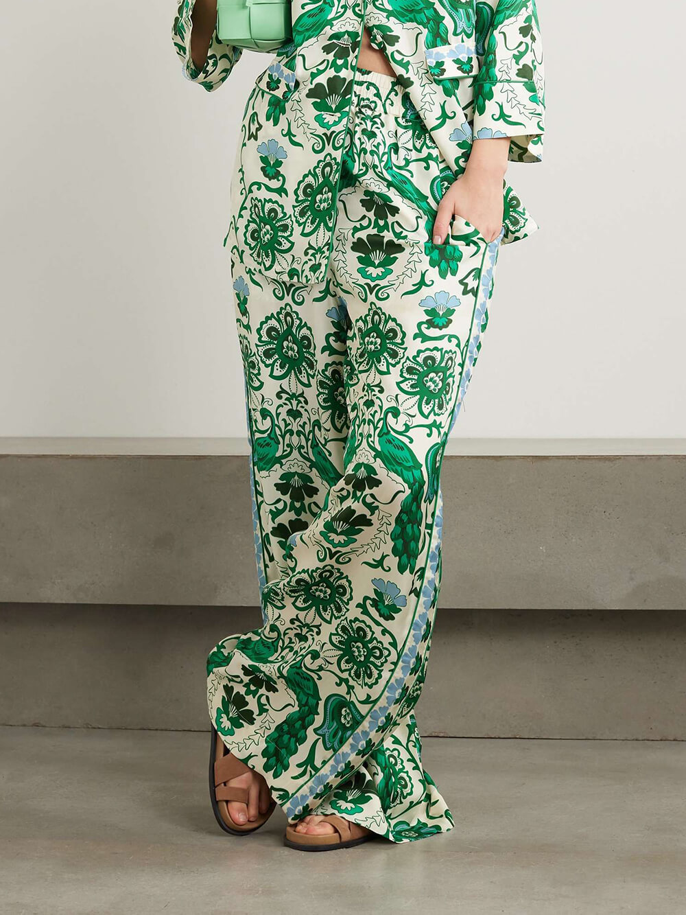 Exquisite Floral & Peacock Printed Satin Twill Blazer