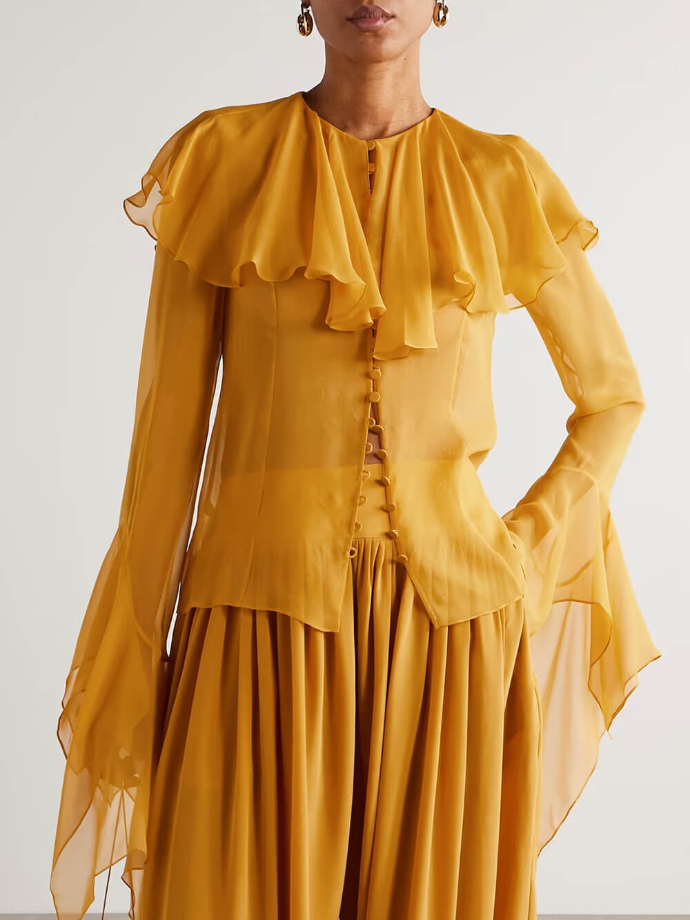 Elegant Ruffled Chiffon Blouse
