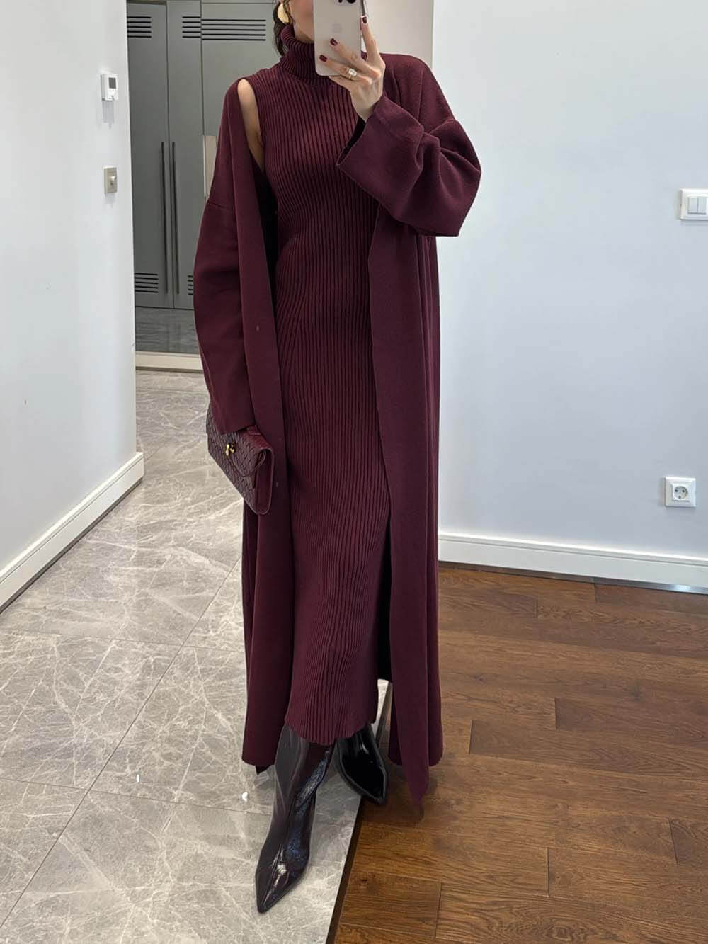 Classic Drop-Shoulder Long-Sleeve Cardigan