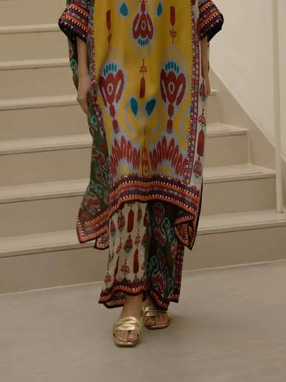 Retro Casual Patchwork Floral Print Loose Straight-Leg Pants