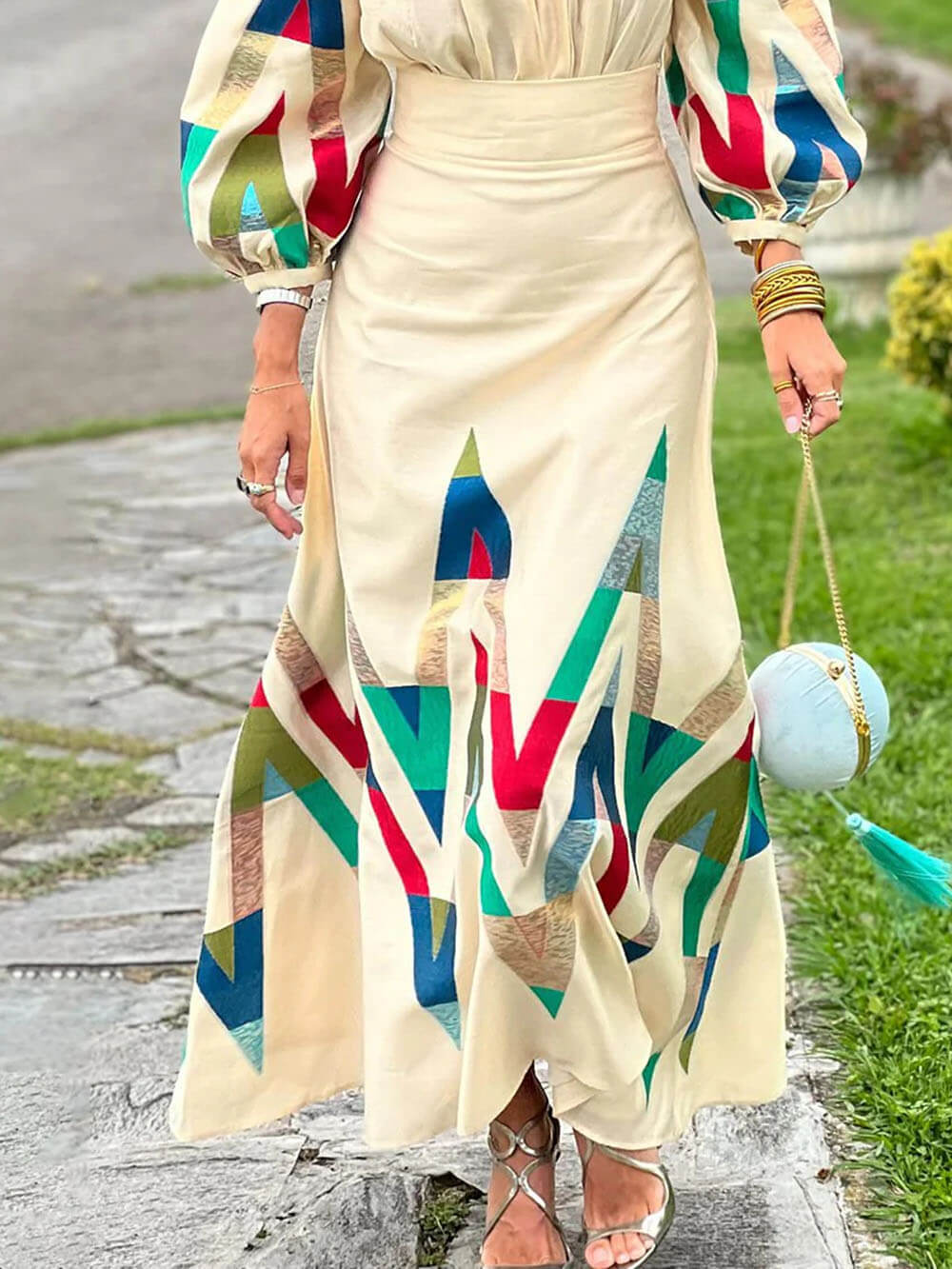 Elegant Floral Printed High-Waist A-Line Skirt