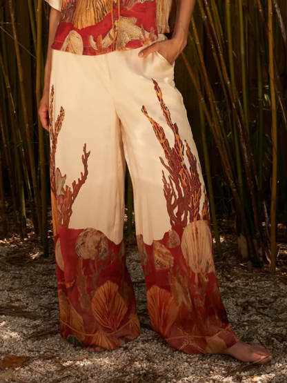 Exquisite Printed Collared Three-Quarter Sleeve Kimono Top