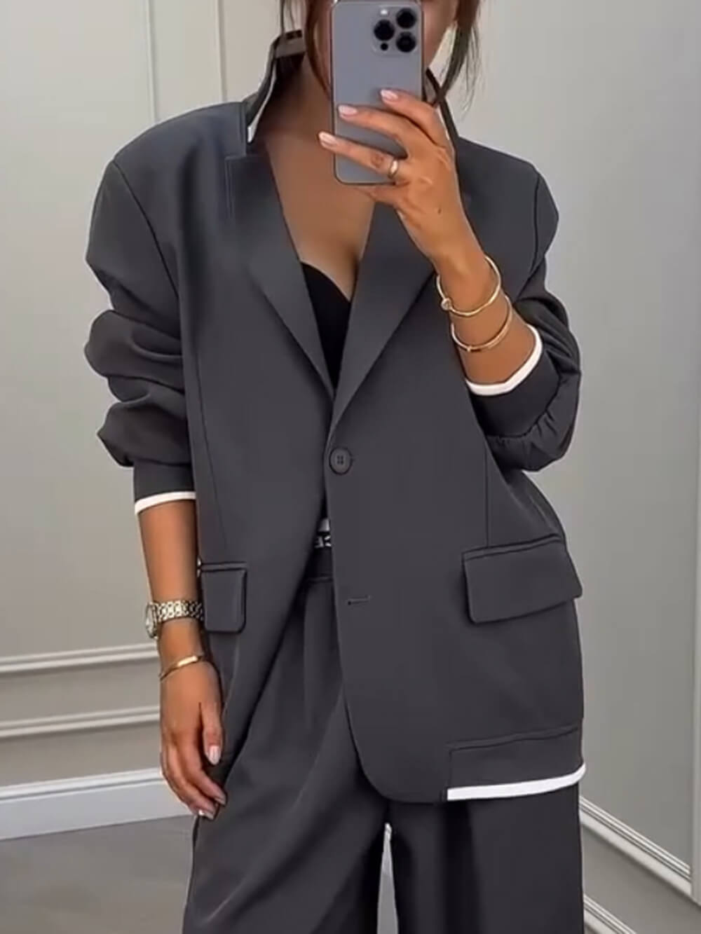 Fashion Sports Style Colorblock Lapel Blazer