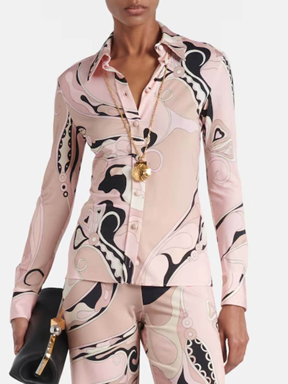 Unique Exquisite Floral Print Slim-Fit Button Shirt