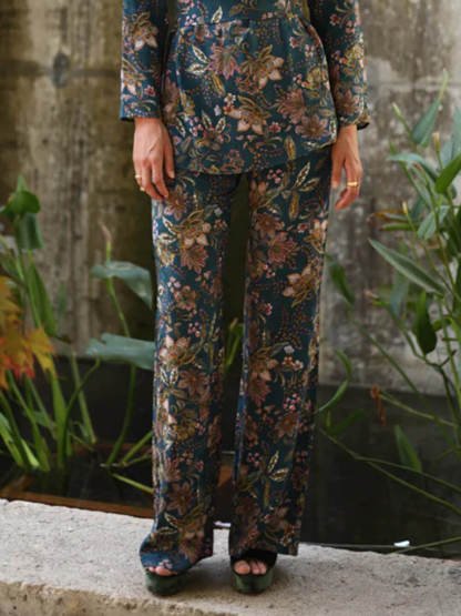 Retro Unique Florentine Print Tie-Waist Top