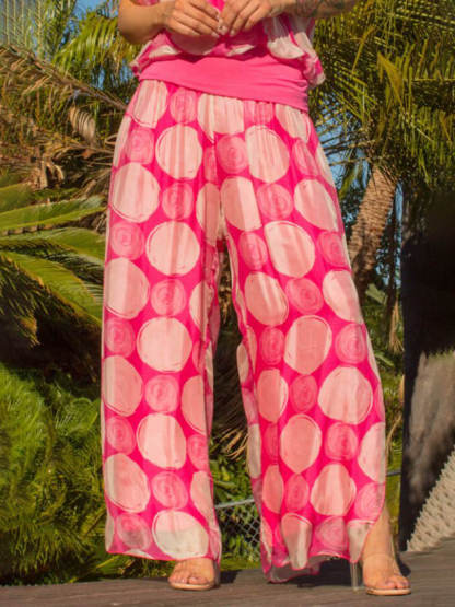 Bohemian Ruffle Sleeve Swirl Dot Print Top